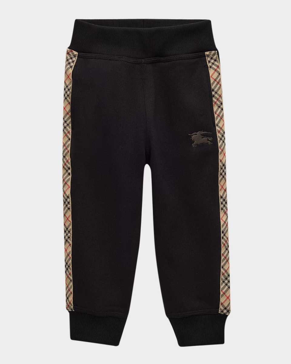 Boy's Jackson Check Tape Jog Pants, Size Newborn-